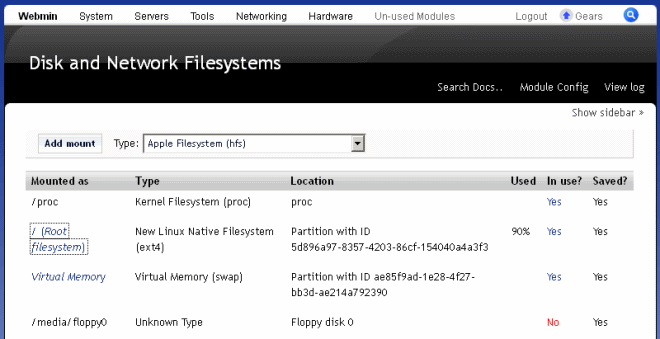 Disk and Network Filesystems Screen Shot