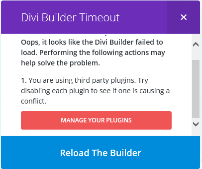 Divi Builder Timeout